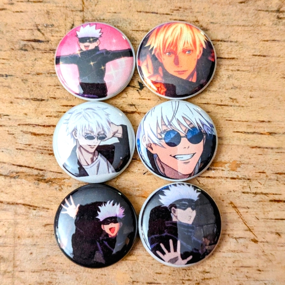 Jujutsu Kaisen Gojo Satoru 1 inch set of 6 pinback buttons